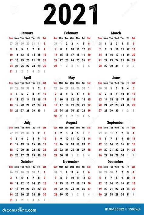 Kalendarz Dla 2021 Ilustracja Wektor Ilustracja Złożonej Z Kalendarz