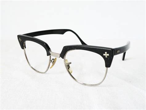 mens black and metal browline vintage eyeglasses 50s eyewear frames eyeglasses vintage eyewear