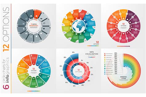Collection Of 6 Vector Circle Chart Templates 12 Options ~ Other