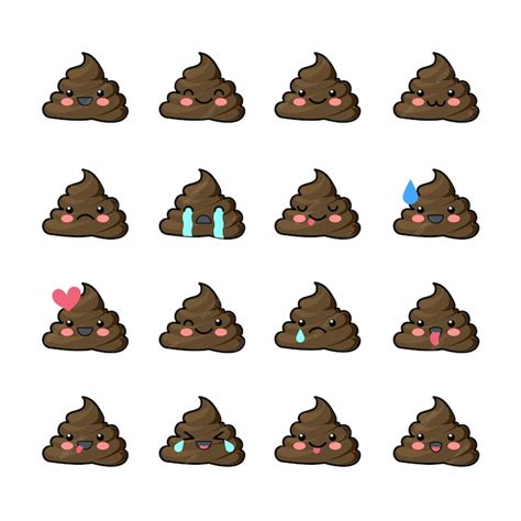 Premium Vector Set Of Poop Emojis With Different Expressions