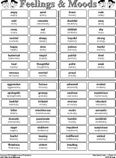 Input hex values to search for a. Feelings Identification Chart for Adults | Mini Mood Cards (See Lesson 04c above) -and ...