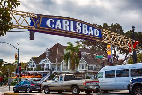 Carlsbad California Sign Over Highway 101 Stock Photo Download Image