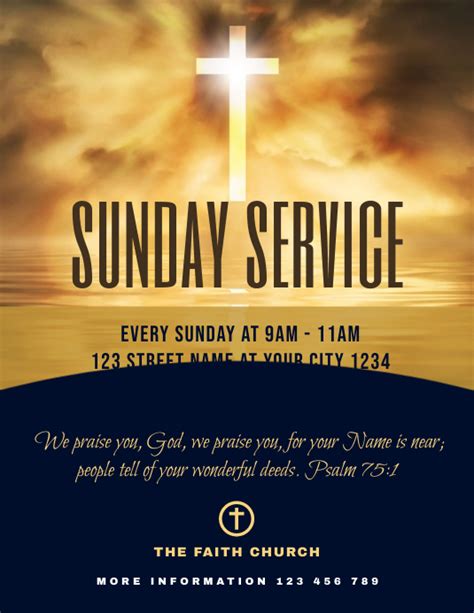 Church Sunday Service Flyer Invitation Template Postermywall
