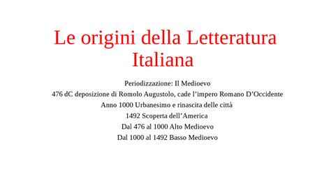 Origini Della Letteratura Italiana Slide Powerpoint Schemi E Mappe Concettuali Di Italiano