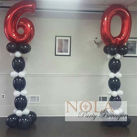 60th Birthday Linked Columns Balloons Balloondecor