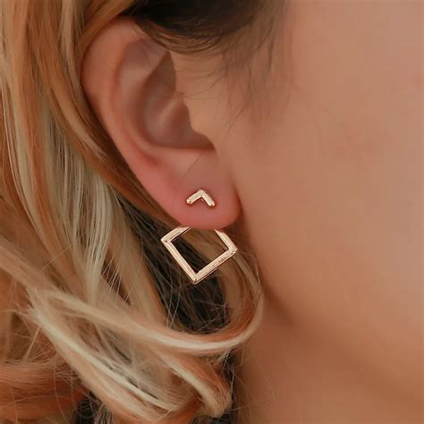Pair Luxury Hollow Out Square Women Earrings Girl Geometry Vintage