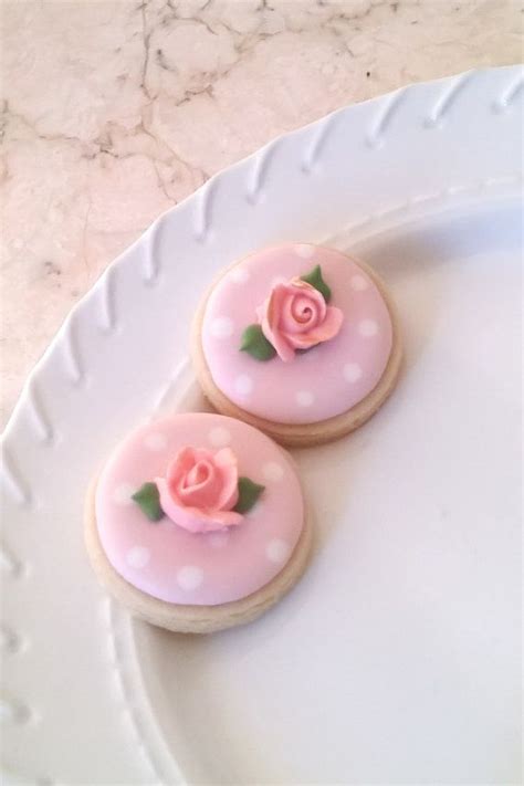Shabby Chic Themed Heart Cookies With Rosebud Etsy Bridal Shower