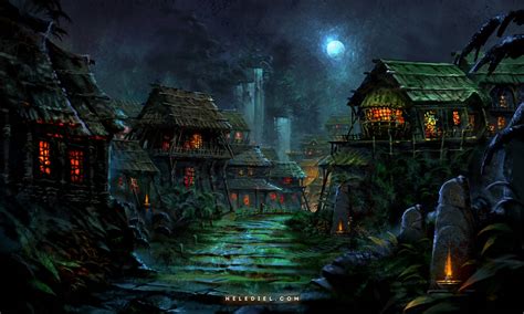 At Night In The Jungle Village By Nele Diel On Deviantart