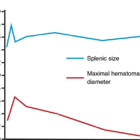 A Graph Showing The Size Changes Of The Spleen And The Hematoma The Download Scientific