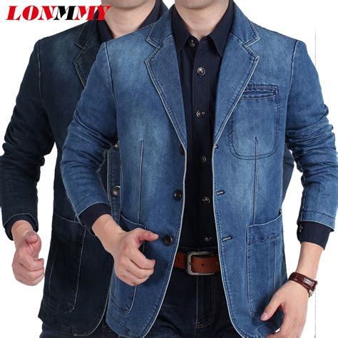 Excludes clearance and exceptional value items. LONMMY Jeans blazer men 80% Cotton Cowboy jacket Denim ...