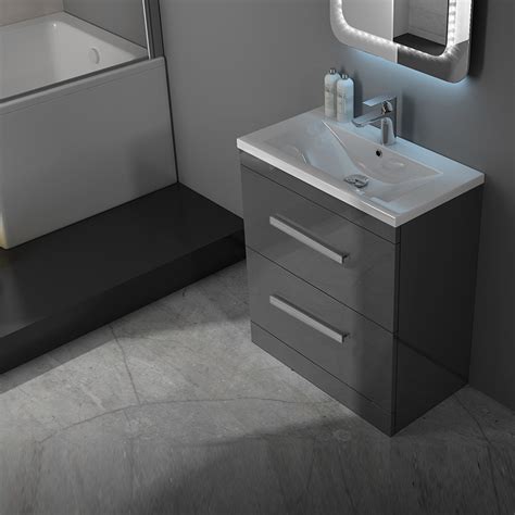 The bathroom vanity is one of the key focal points of any bathroom. Patello 60 Grey Vanity Unit And Basin 2 Draws Buy Online ...