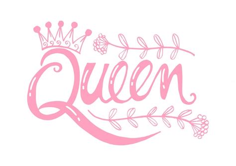 Premium Vector Queen Word With Crown
