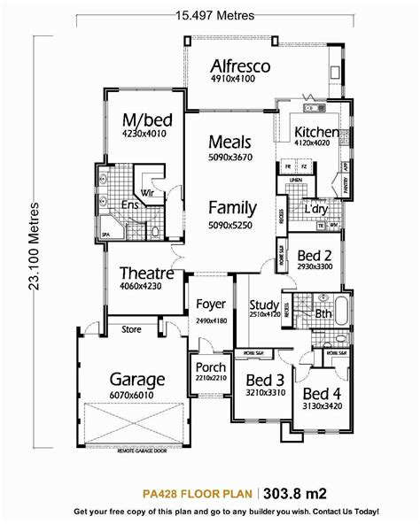 Two bedrooms is just enough space to let you daydream about having more space. five bedroom floor plan - Google Search | Single storey ...