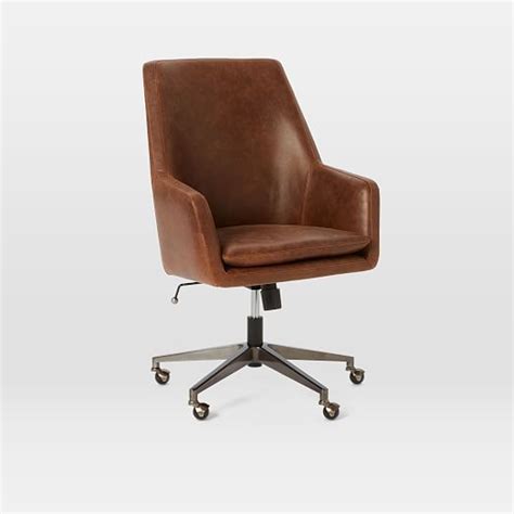 Helvetica High Back Leather Office Chair West Elm Leather Office
