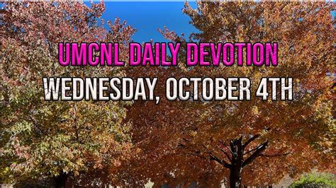 Daily Devotion Wednesday October Th Youtube