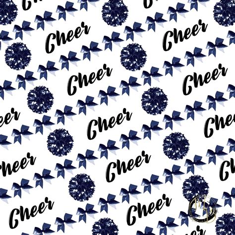 Navy Cheerleading Digital Paper Download With Shiny Pom Poms Etsy