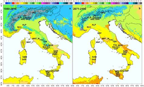 Koppen Geiger Climate Maps With Classification For Italy A Present