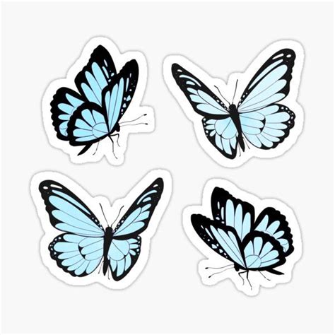 Aesthetic Baby Blue Pastel Butterflies Sticker By Acatalepsys In 2021