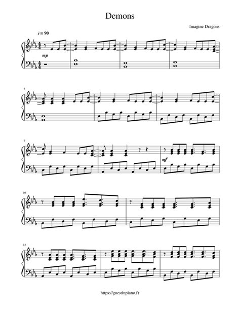 Demons Imagine Dragons Sheet Music For Piano Solo
