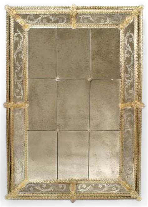 Italian Venetian Murano Etched Paneled Wall Mirror 7