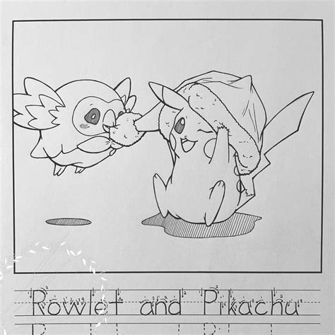 Rowlet And Pikachu Writing Practice Coloring Sheet By Sherriesometimes