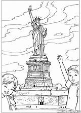 Coloring Liberty Statue Around Colorkid States United America sketch template