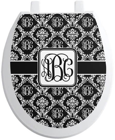 Custom Monogrammed Damask Toilet Seat Decal Round Personalized