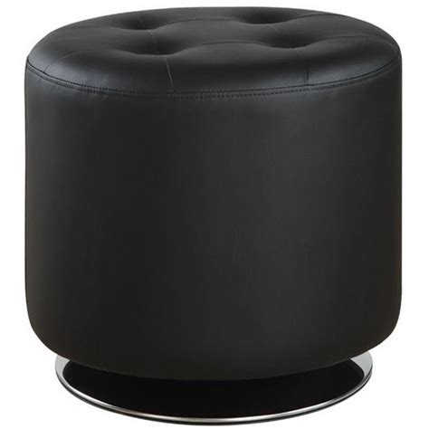 See more ideas about chair, chair and ottoman, furniture. Coaster Tufted Faux Leather Round Ottoman in Black and ...