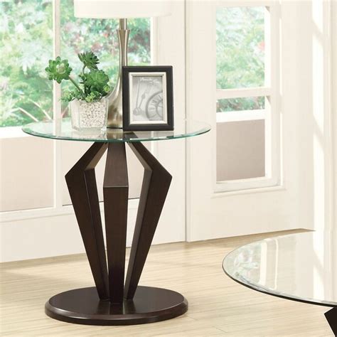 Monarch Specialties Dark Espresso Glass Round End Table In The End