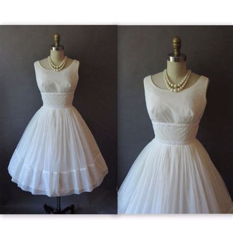 1950s Heavenly Chiffon White Wedding Party Prom Dress Etsy 1950s
