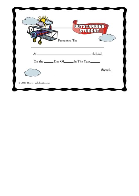 Outstanding Student School Certificate Template Printable Pdf Download