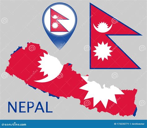 Nepal Flag Map Pointer And Map Stock Vector Illustration Of Isolated Asian 173235771