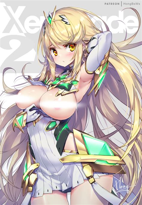 Rule 34 Blonde Hair Blush Breasts Female Hong White Spider Mythra