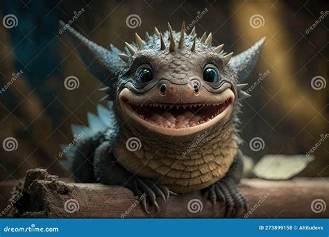 Smiling Little Dragon Showing Off Its Adorable And Toothless Grin