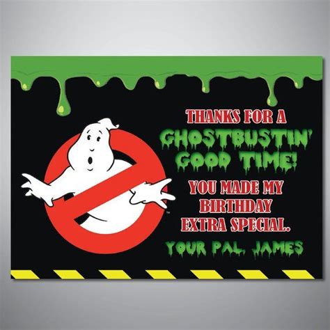 Ghostbuster Printable Birthday Thank You Card Etsy Ghostbusters