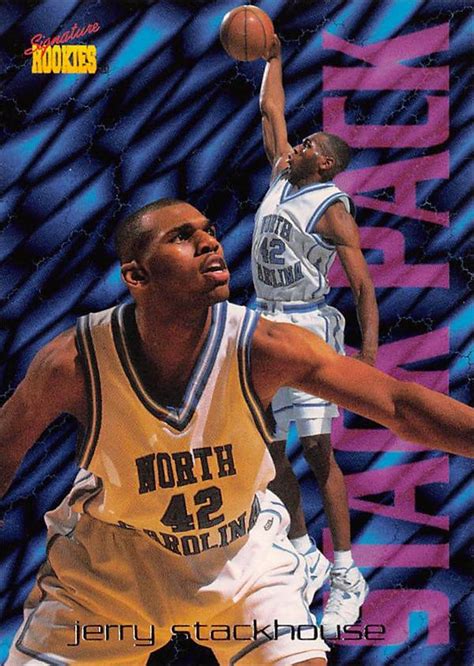 Jerry stackhouse rookie card value. Jerry Stackhouse basketball card (North Carolina Tar Heels) 1996 Signature Rookies #S6