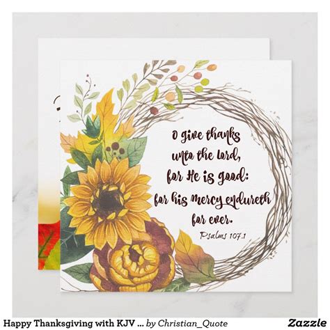 Happy Thanksgiving With Kjv Bible Verse Holiday Card