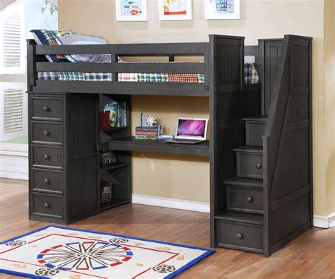 2040 Twin Size Loft Bed With Desk Workstation Lakehouse Collection