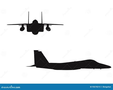 Bomber Plane Silhouette On White Background Stock Vector Illustration