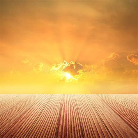 Classic Wood Floor And Sunset For Background Stock Photo Image Of