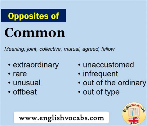 Opposite Of Common What Is Opposite Antonym Word Common English Vocabs