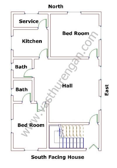 2 bedroom house plans vastu. South facing Houses Vastu plan 1 | Vasthurengan.Com