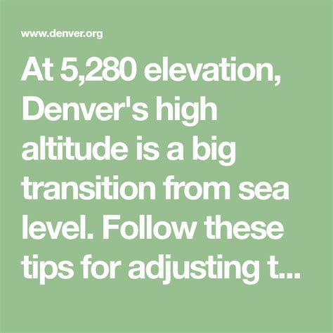 At 5280 Elevation Denvers High Altitude Is A Big Transition From Sea