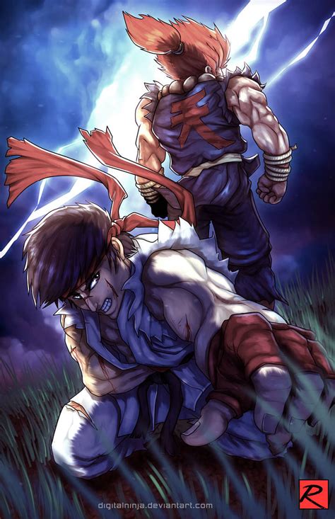 Ryu Vs Akuma Street Fighter By Digitalninja On Deviantart