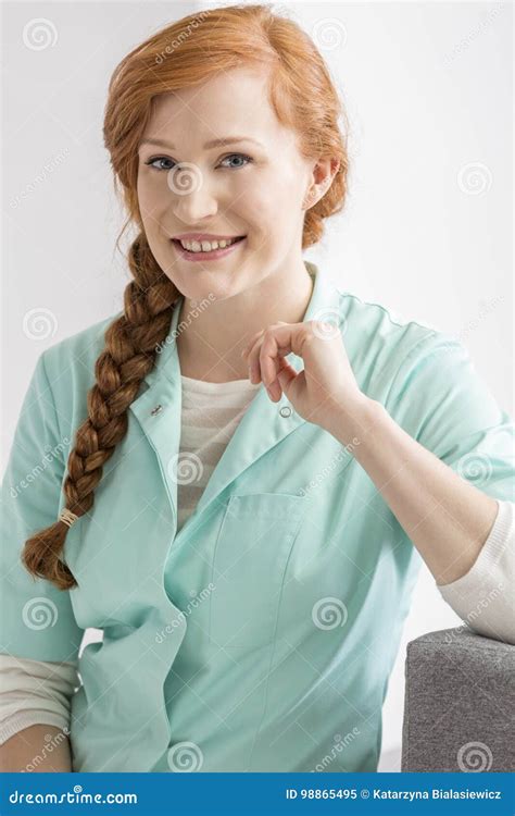 smiling nurse with red hair stock image image of nursing medical 98865495