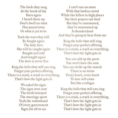 Anthem Leonard Cohen Lyrics 1 The Birds They Sang At Flickr