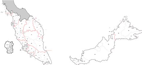 Peninsular Malaysia Blank Map Sabah Sarawak Malaysia Postal Code Map A45