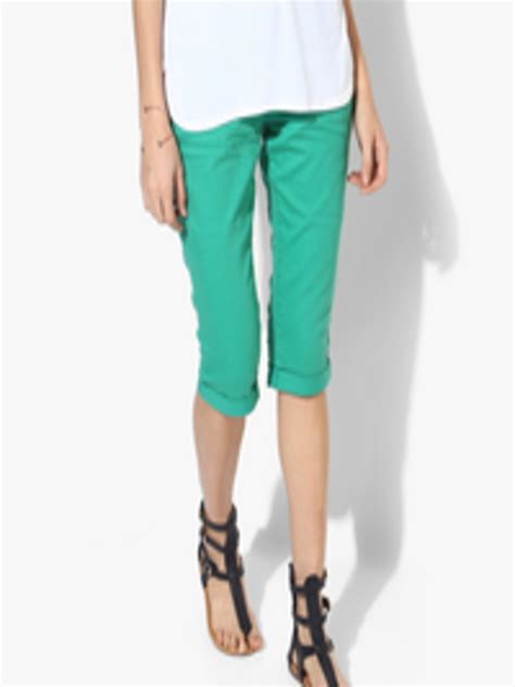 Buy Soliver Women Green Solid Skinny Fit Capris Capris For Women