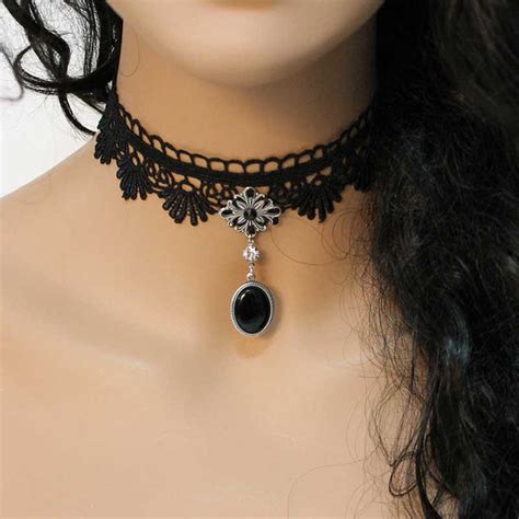 Black Lace Choker Necklace Elegant Victorian Chokers