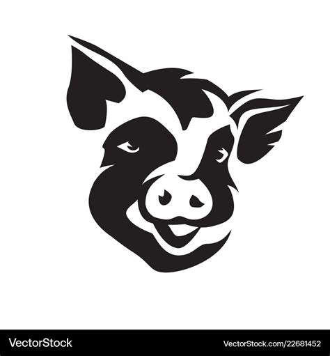Pig Head Portrait Stylized Symbol Royalty Free Vector Image